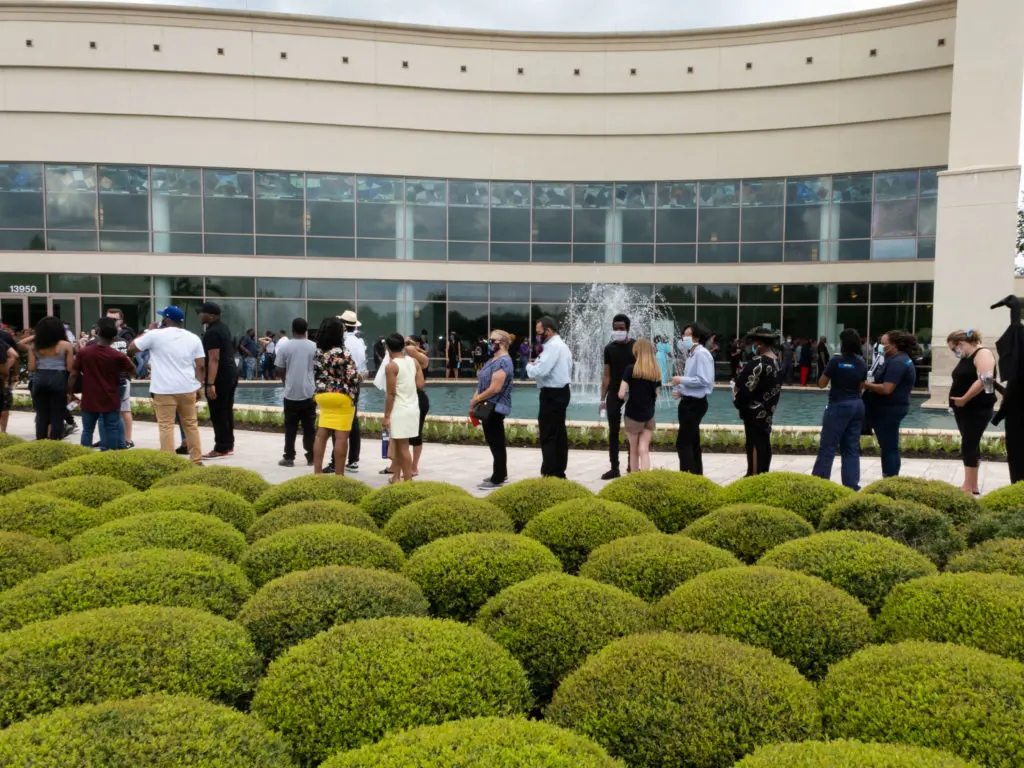 Thousands and thousands of Houstonians gathered to remember George Floyd as his body laid in state at The Fountain of Praise church. (Photo by F. Carter Smith)