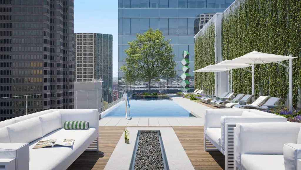 A rendering of Hall Arts Hotel's rooftop pool.  (Photo by Robert Tsai)
