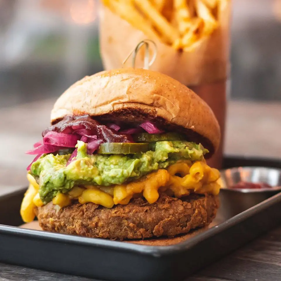 TLC's SOS Burger comes with chicken fried Impossible steak or Portobello mushroom with chipotle habanero Bar-B-Q sauce.