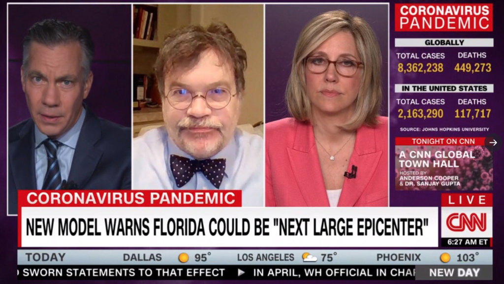 Dr. Peter Hotez discussing COVID-19 on CNN (Twitter photo)