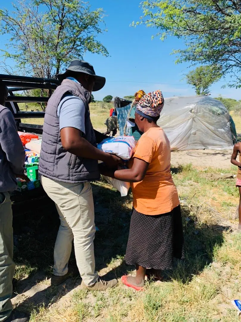Food being distributed in the village