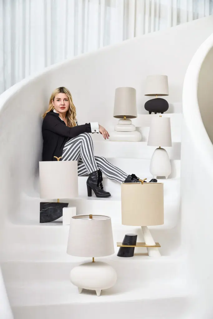 Designer Kelly Behun and her collection for Hudson Valley Lighting. (All photographs Heidi's Bridge)  