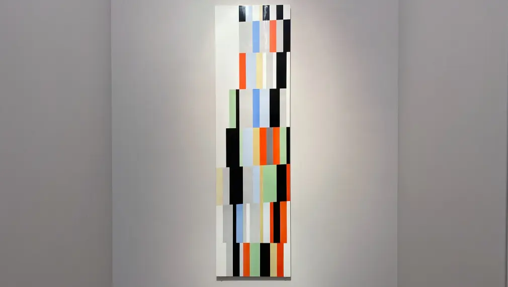 Late Venezuelan geometric painter Alejandro Otero's "Tablón 12, Upata 1927 [Plank 12 Upata 1927]," 1973-1987, at Sicardi | Ayers | Bacino