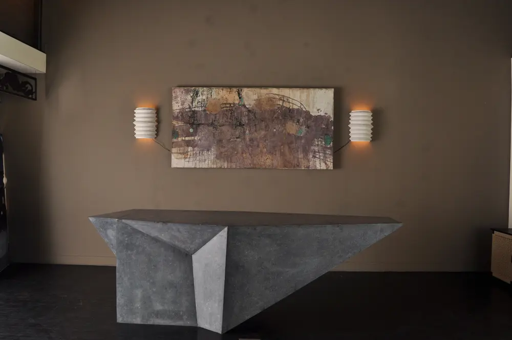 Ribbed plaster sconces 