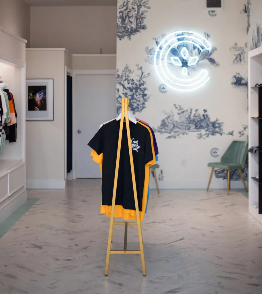 The Fort Worth location offers a more boutique feel, with clean white marble and custom wallpaper by one of Centre’s in-house designers.  (Photo by courtesy of Centre)