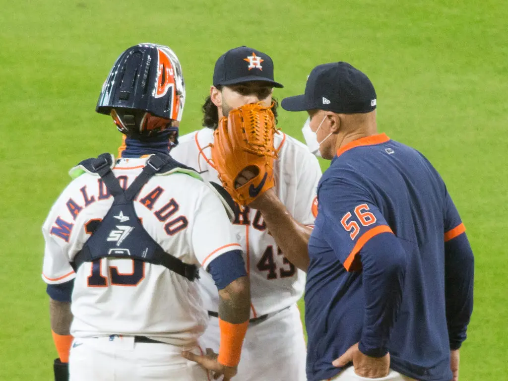 Lance McCullers Jr. needed a visit from pitching coach Brent Strom, but he steadied himself. (Photo by F. Carter Smith)