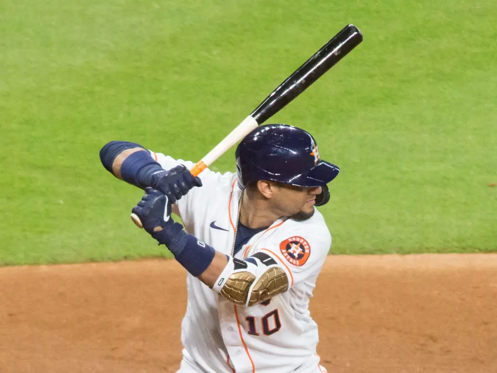 Yuli Gurriel's bat is as steady and strong as ever in October. (Photo by F. Carter Smith)