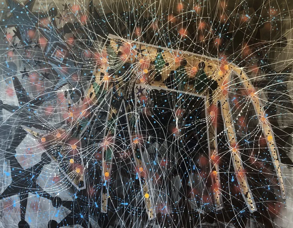 Gerardo Rosales’ “Coyote at Dusk,” 2020, at Bill Arning