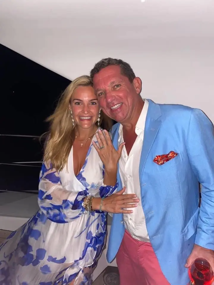 Frances Moody and Tony Buzbee celebrate their engagement aboard his yacht on a trip in the Bahamas. (Courtesy photo)