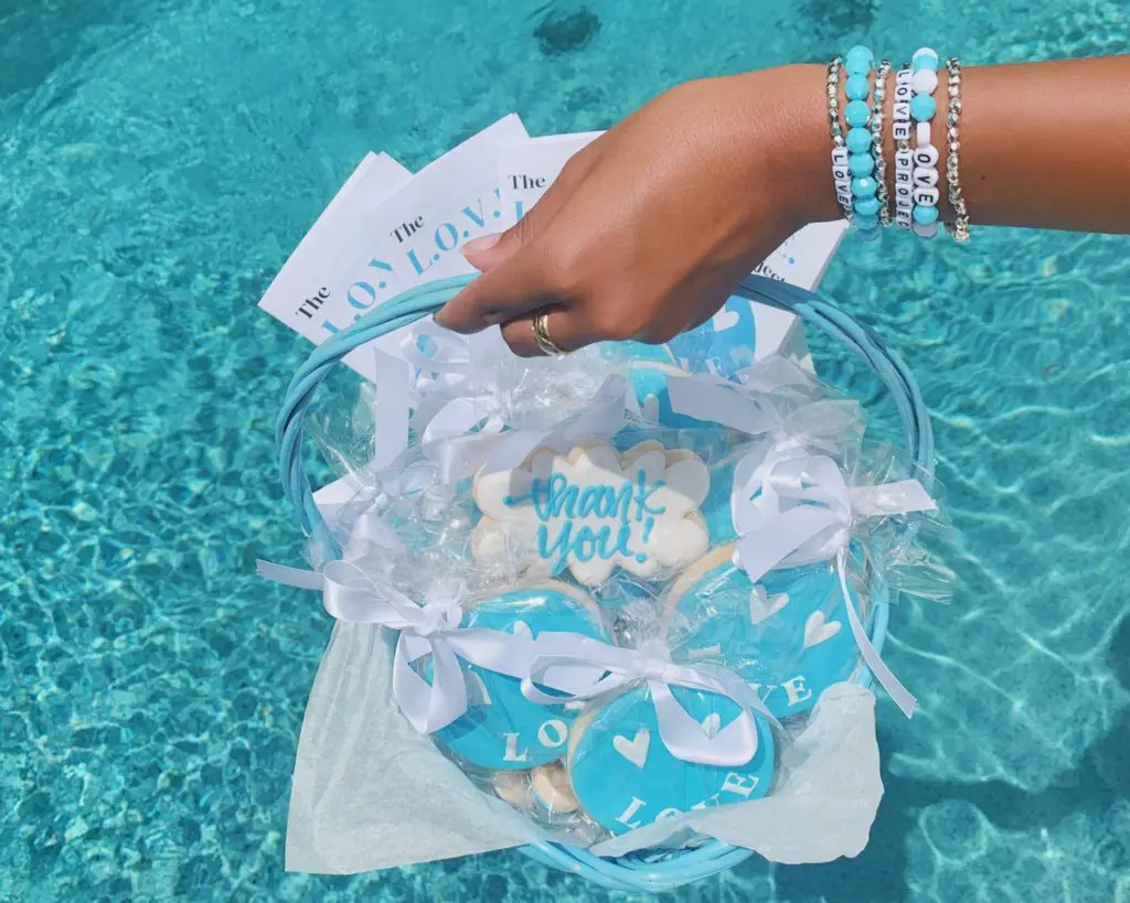 Gia McCrae's custom-made basket and bracelets
