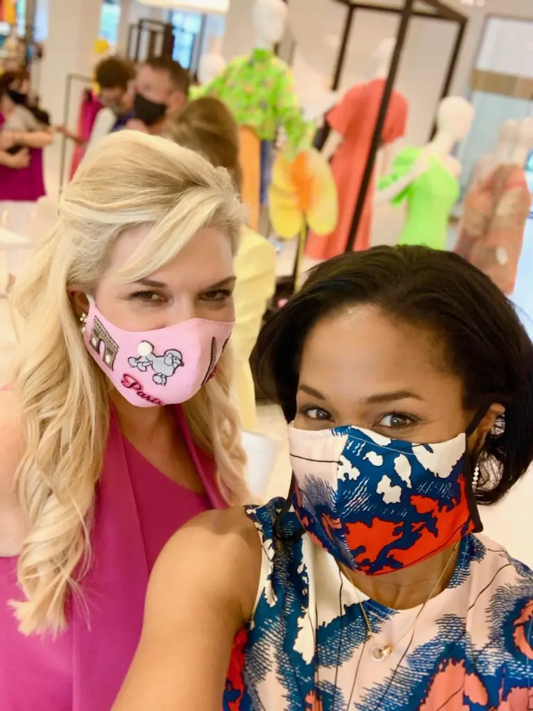 Amanda Boffone and  Roslyn Bazzelle wearing their party masks in pandenmic era. (Photo by Courtesy)