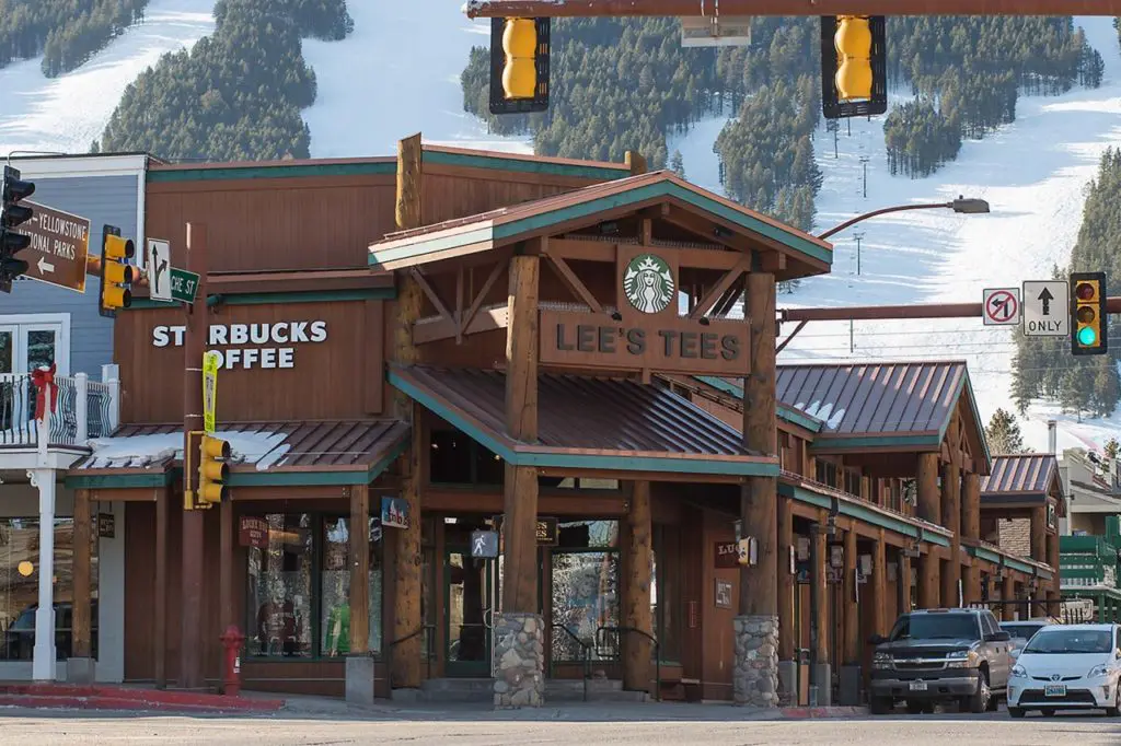 Jackson Hole's main drag can be extremely commercial, but it tries to retain its Old West ties.