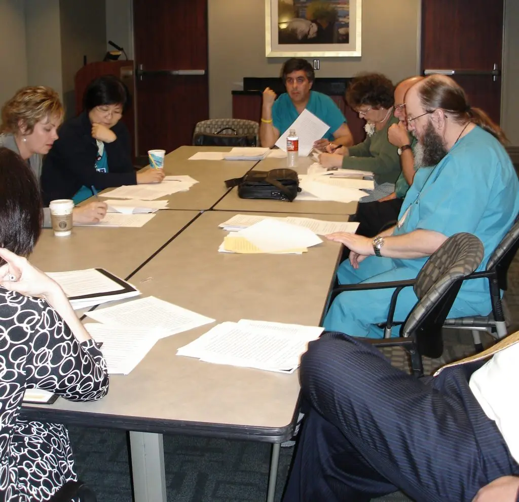 An Inprint writing workshop for Methodist Hospital staff in before COVID. 