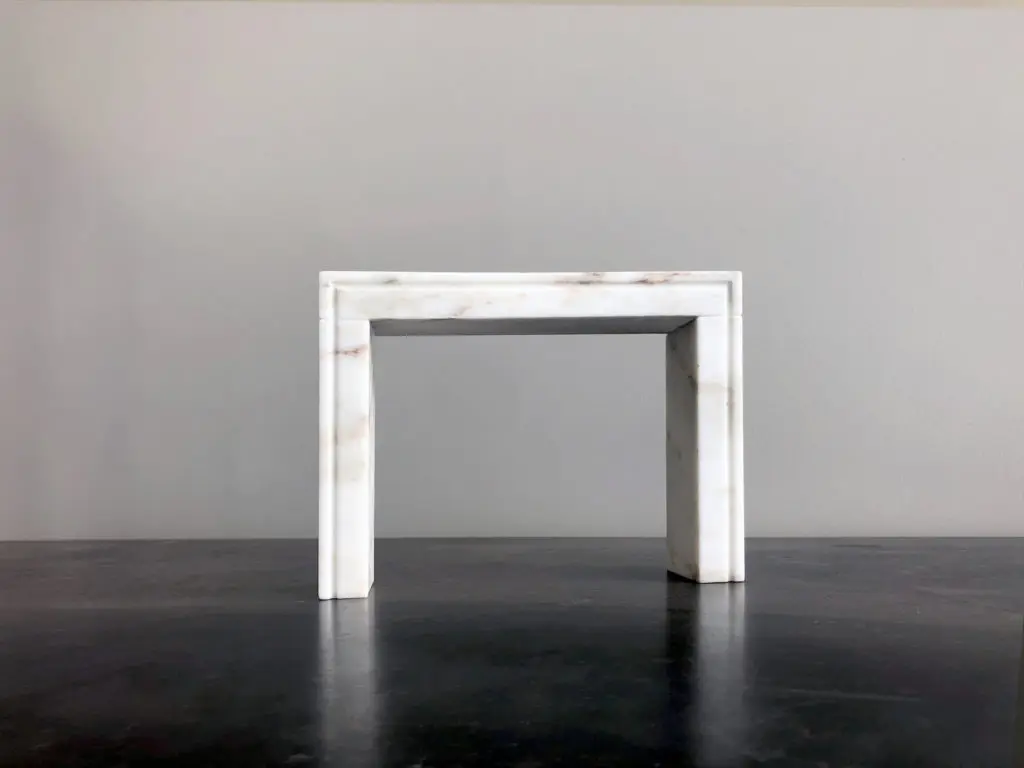 Calistoga fireplace in Vermont Danby marble with a honed finish
