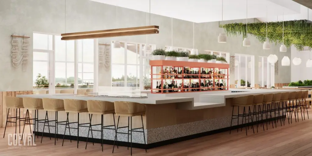 The 5,000 square foot Pier 6 Seafood & Oyster House will feature from the Gulf oysters, shrimp and crab year round. (Courtesy rendering)