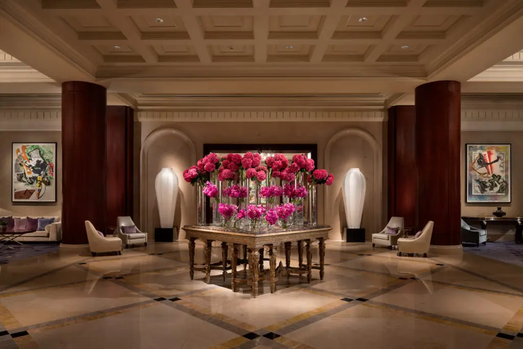 The gorgeous floral arrangements, a staple of the hotel's lobby.