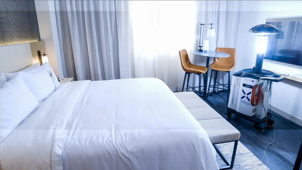 For years, LightStrike Germ-Zapping Robts have sanitized hundreds of healthcare facilities. The company works with Pearl Hospitality to provide that same level of cleanliness to guests at The Westin Houston Medical Center. (Photo by The Westin Houston Medical Center)
