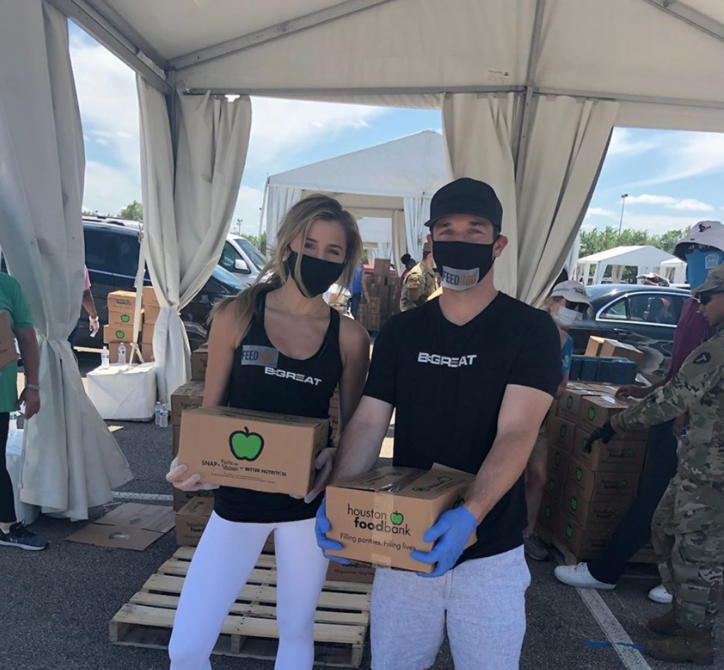 Reagan Howard and finance Alex Bregman volunteering at Houston Food Bank. (Instagram photo)