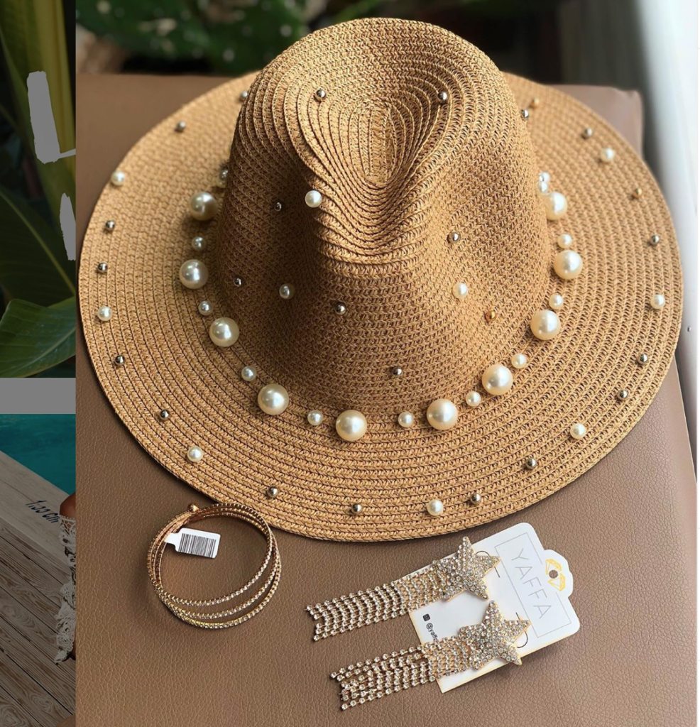 This pearl and bead encrusted straw comes from a shop called Yaffa in Bridgetown, Barbados.