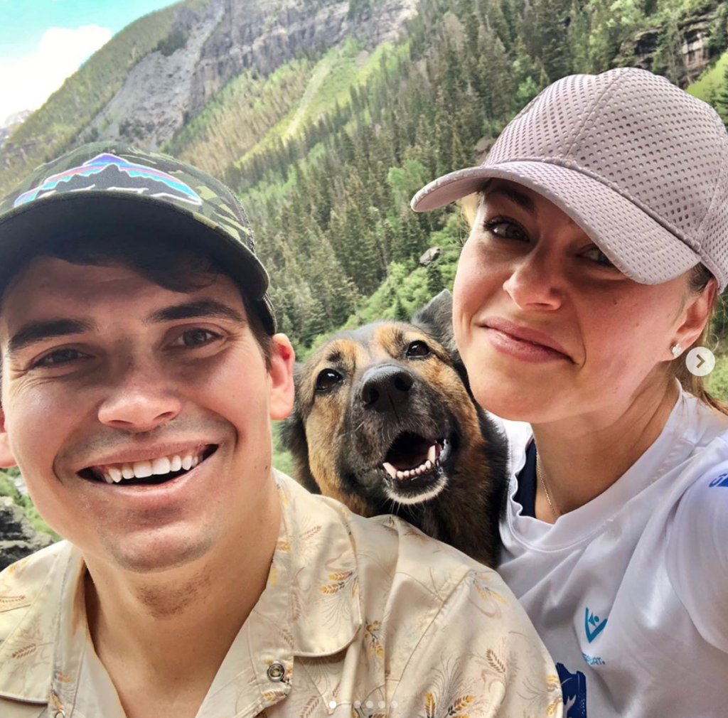 Mike & Lexi Marek in June in Telluride, Colorado, where caps are the casual fashion statement.