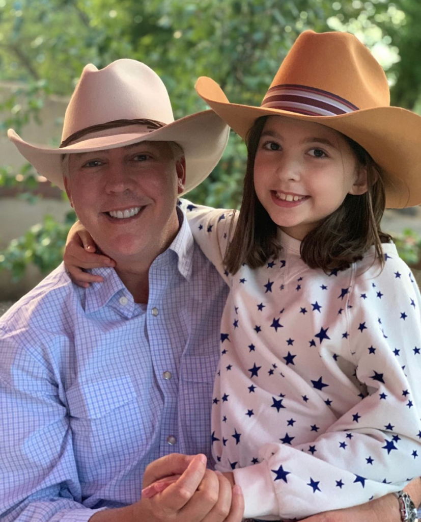 Americana Partners president and partner Jason Fertitta and his daughter don their western hats for a vacation in Santa Fe, New Mexico.