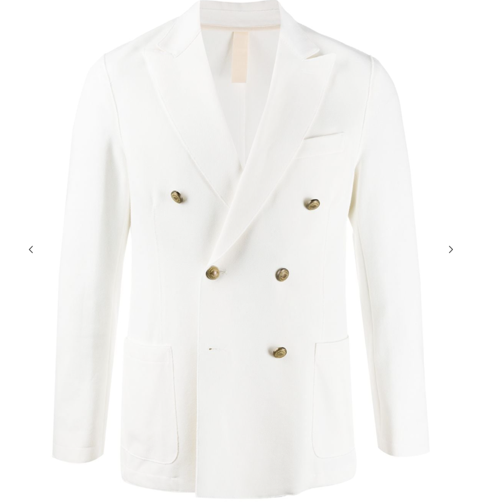 The perfect white summer jacket - double breasted from Eleventy. (Photo by Zachary Trubenbach)