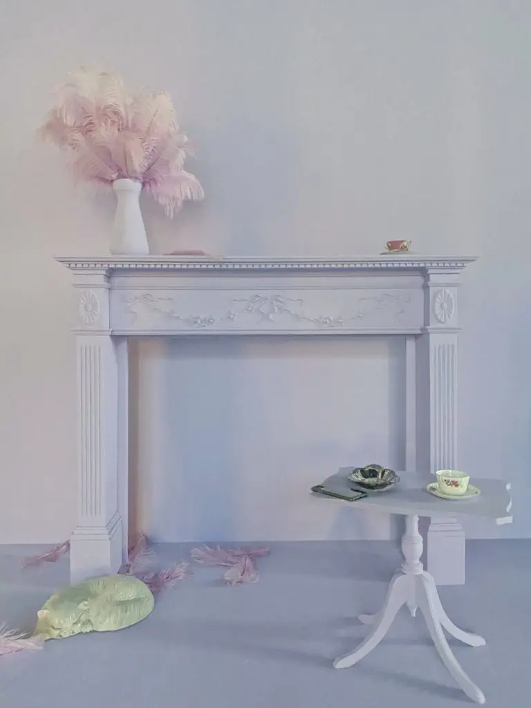 

James Glassman's "Heights" panel features a 100-year-old mantel from a Houstonian.