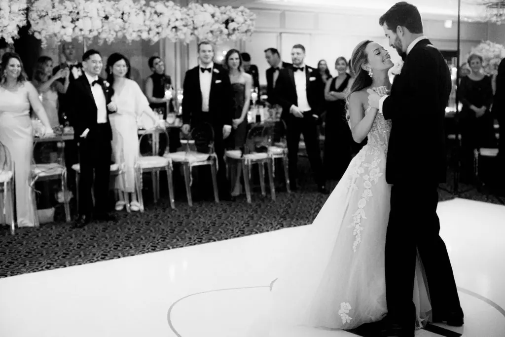 The couple takes their first dance at their wedding in March before stay at home orders. (Photo by Joseph West for Two Be Wed)