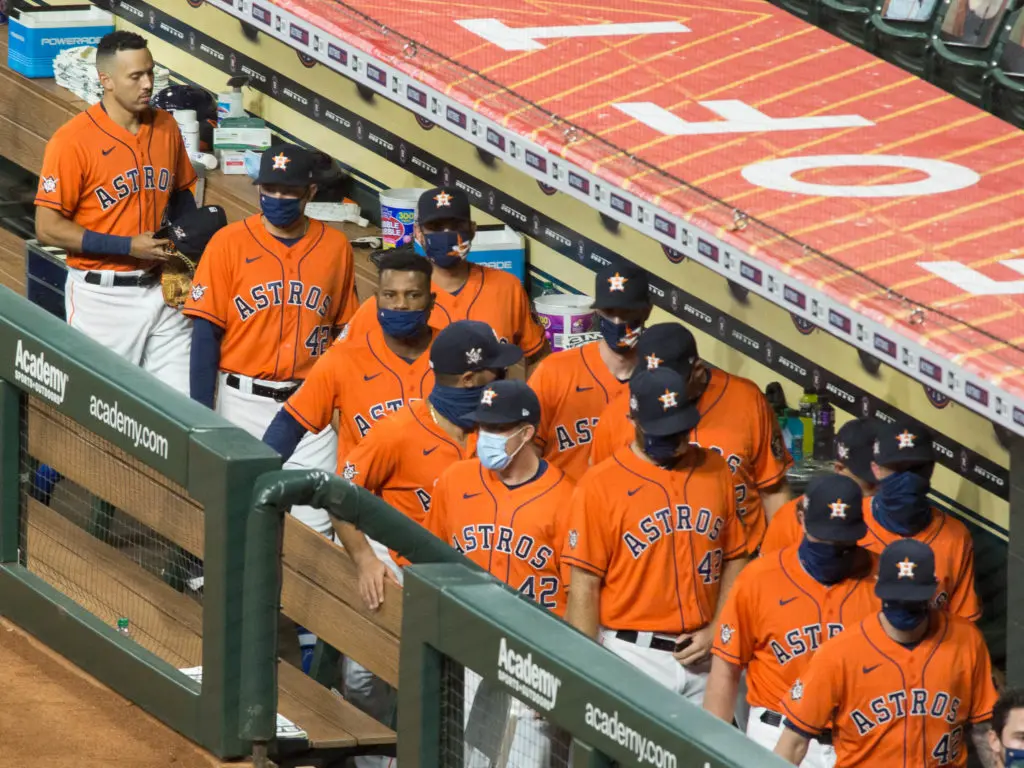 The Houston Astros walking off in protest of racial injustice and not playing a scheduled game left some powerful scenes. (Photo by F. Carter Smith)