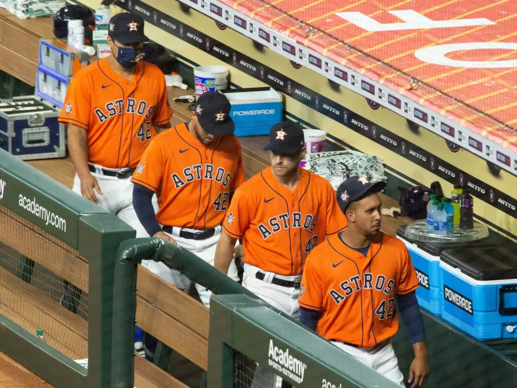 The Houston Astros walking off in protest of racial injustice and not playing a scheduled game left some powerful scenes. (Photo by F. Carter Smith)