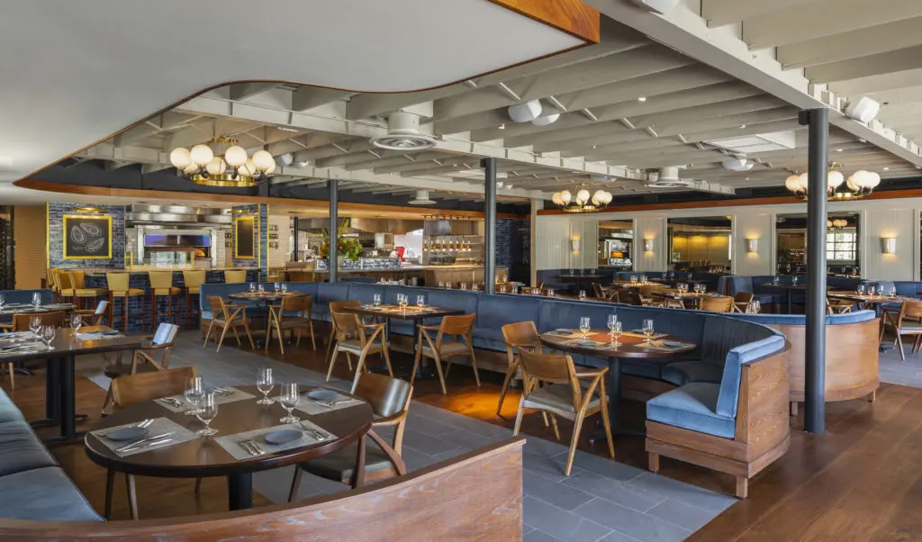 The main dining room at Bludorn, located in the old Antone's building on Taft. The restaurant opens on this Friday, August 21. (Photo by Julie Soefer)