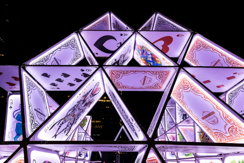 Details of the House of Cards on display at Discovery Green. (Photo by  Trish Badger, Courtesy of Weingarten Art Group)