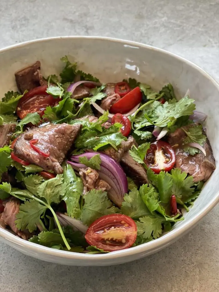 Chrissy Teigen's Thai Beef Salad is one of four recipes that Chef Chris Shepherd will be cooking in his Zoom cooking class. (Instagram photo)