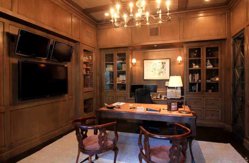 The paneled study. 