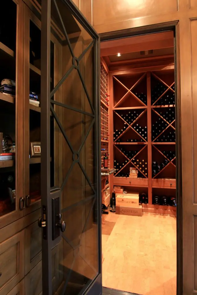Separate wine storage off the study. 