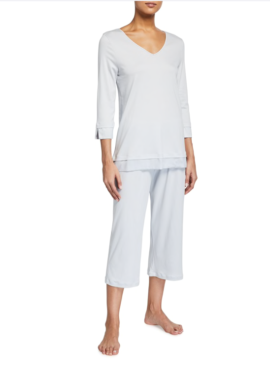 The Hanro PJs made of 100 percent mercerized cotton with 100 percent silk trim. Priced at $278.