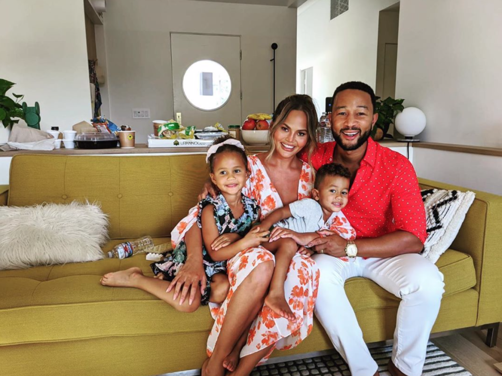 Chrissy Teigen and husband John Legend with their two children. A third is on the way. (Instagram photo)