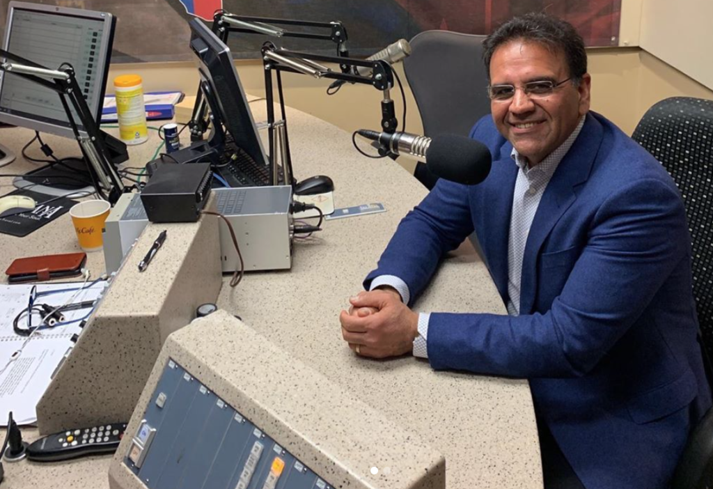 In February, before COVID-19 shut Houston down, luxury home developer Al Ross appears on AM 950 KPRC for Real Estate Matters with Stewart Title.  (Instagram photo)