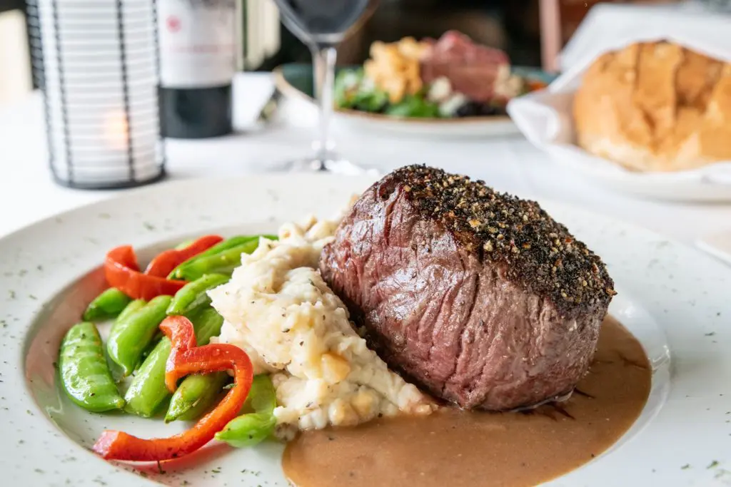 The pepper crusted filet at Silver Fox Steakhouse.