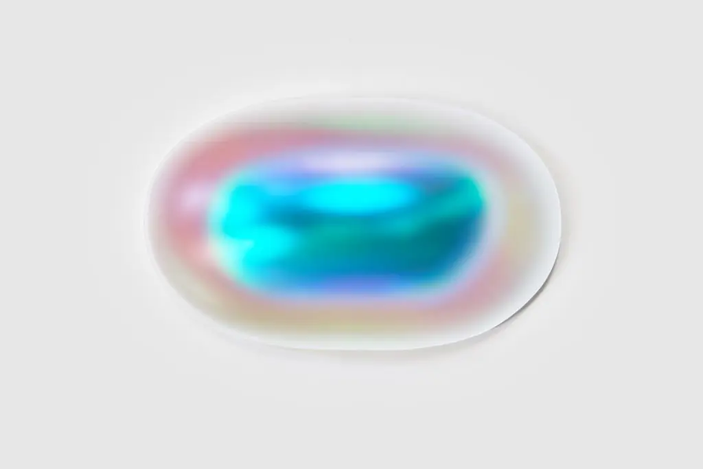 Gisela Colon's "Spheroid (Gold Aqua)," 2018, at McClain Gallery 