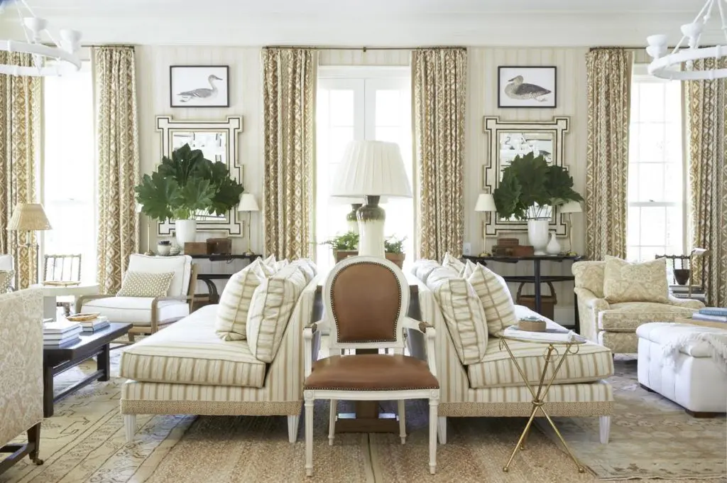From the new book, a living room with two back-to-back sitting areas. (Photo Amy Neunsinger)