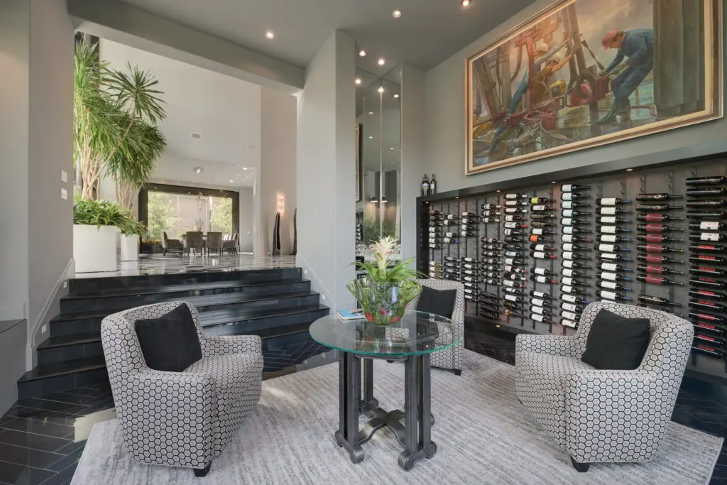 It's easy access to vino in this open wine nook.
