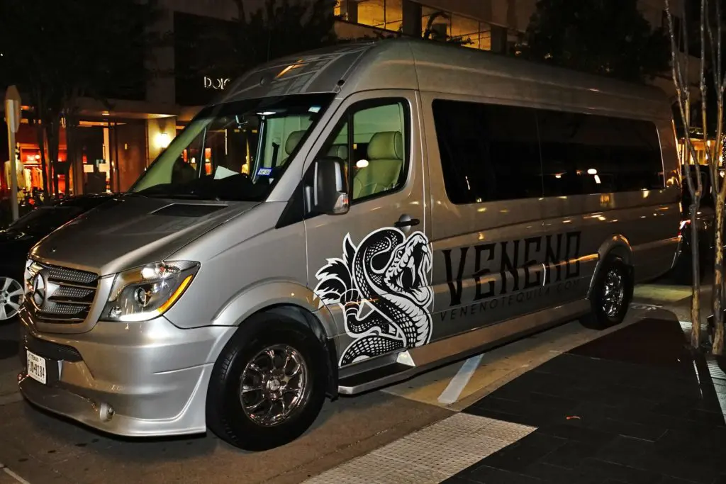 The Veneno bus splashed with the award-winning logo of the tequila brand.