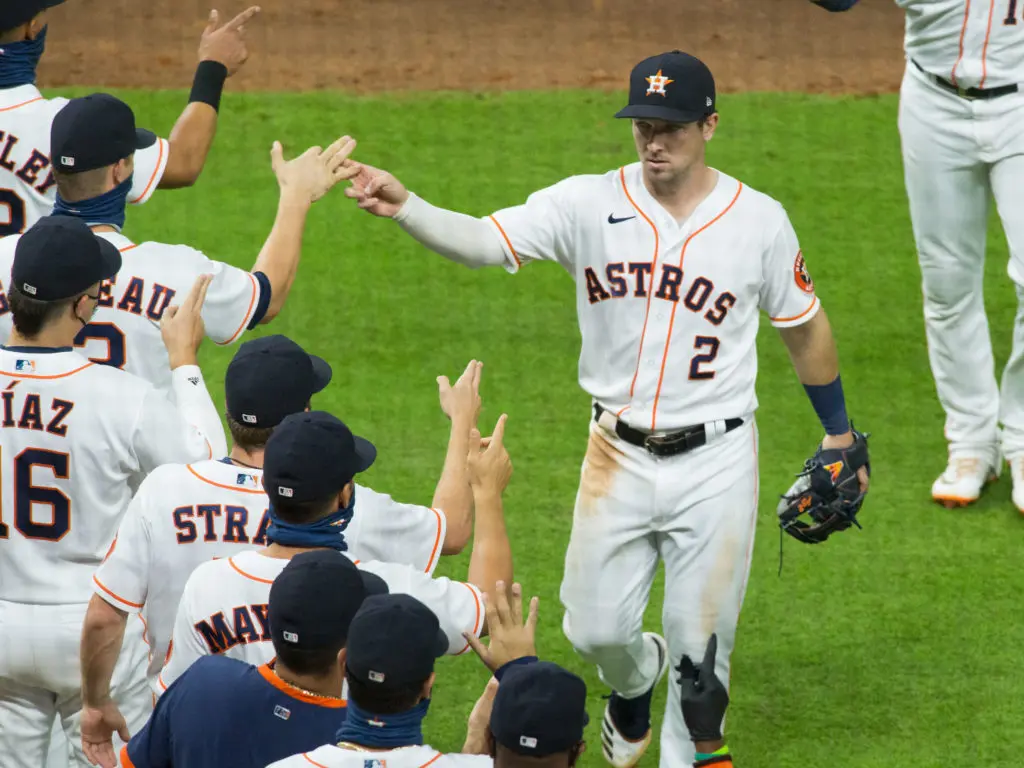 Alex Bregman and the Astros could celebrate a win. (Photo by F. Carter Smith)