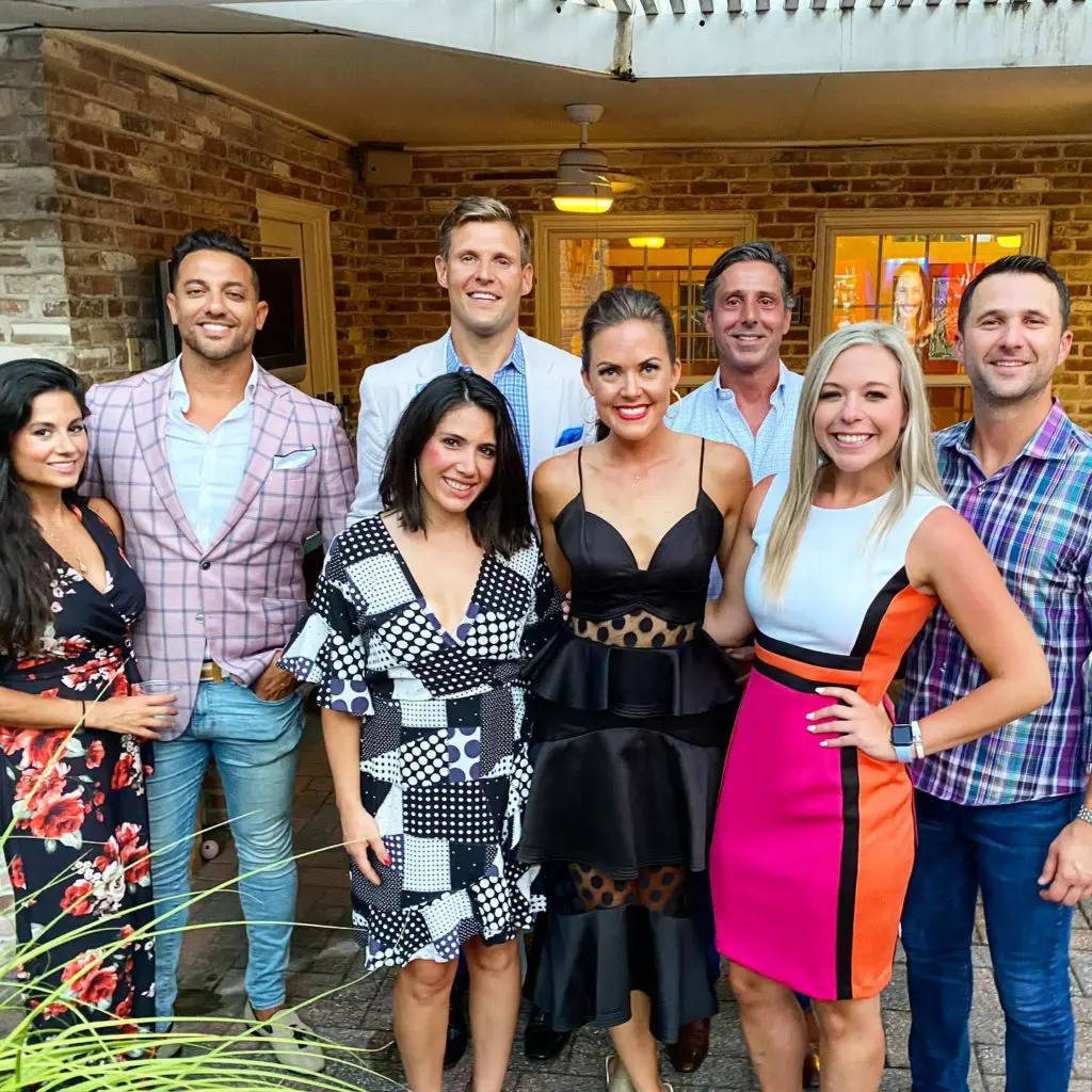Lauren Paine and her pals at the 2020 Man & Woman of the Year watch party, Chris Mastrangelo, Kelsey Groves, Scott Gildea, Danny Tyroch, Kayla Kelley, Schuyler Evans, Angela Nichols, Brian Gendron and Dr. Alayna Pagnani-Gendron.