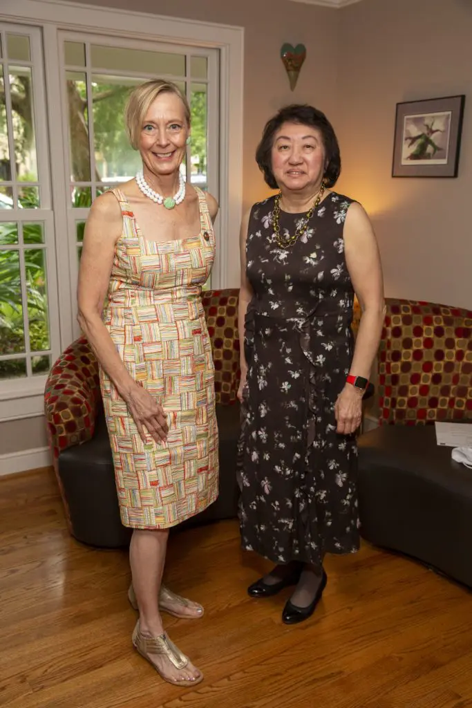 Connie Wallace, Judy Chong at a private home for viewing of the 'Reflections on Style' fashion show and program. (Photo by Jenny Antill Clifton)