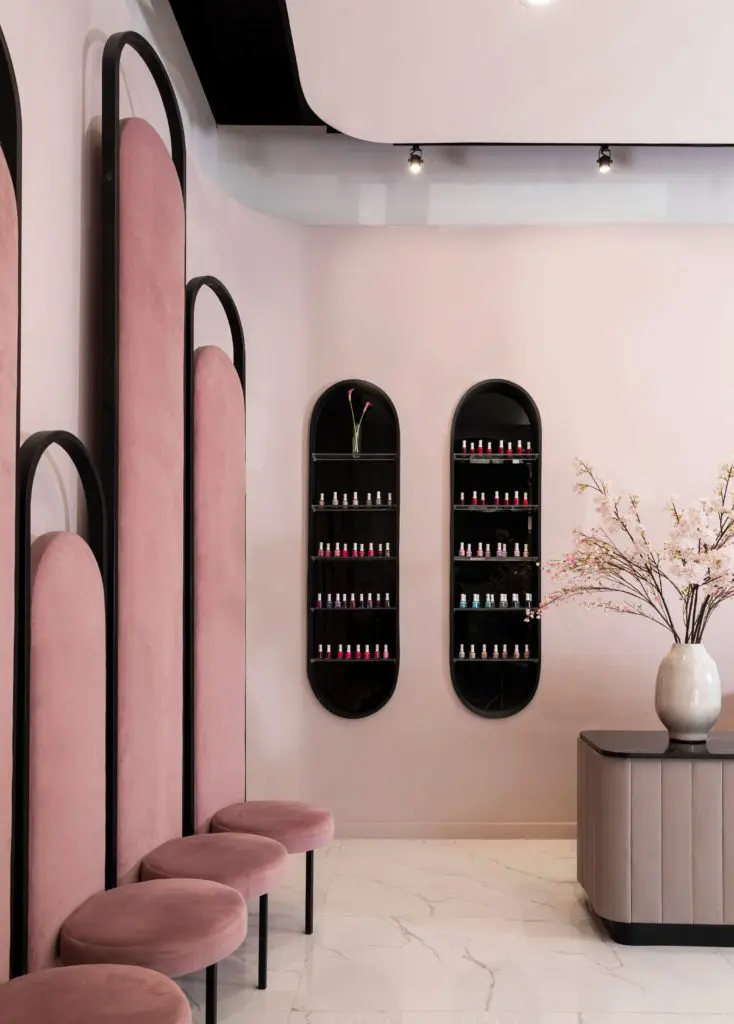 Detail of a polish display at Gloss Nail Bar