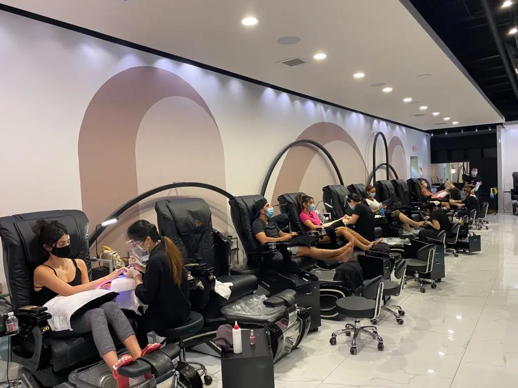 Social distancing is the rule of the day at Gloss Nail Bar.
