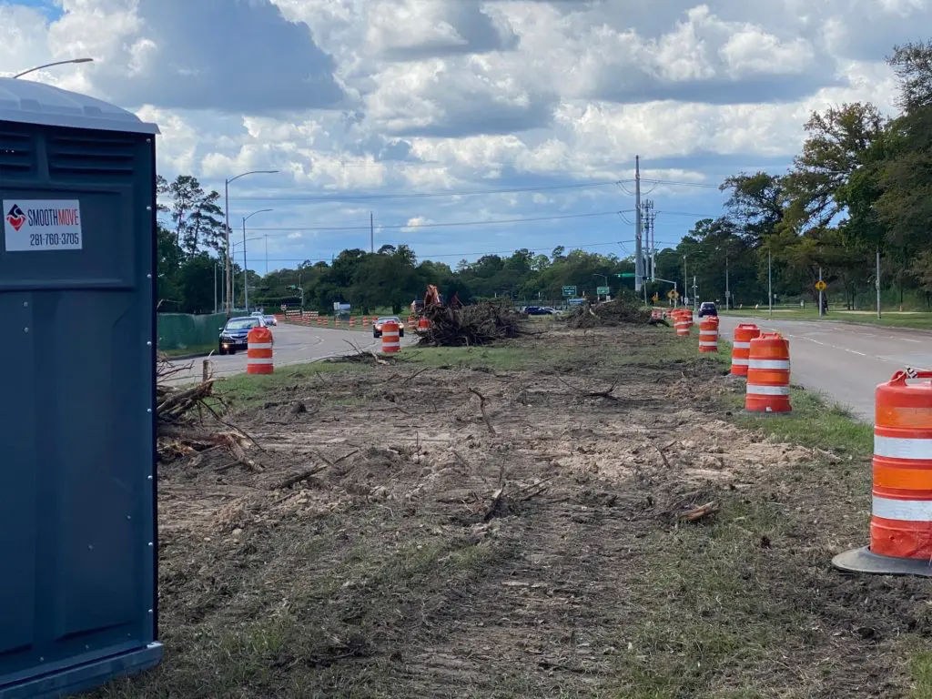 The median along Memorial Drive in Memorial Park is a stark contrast to what was there only last week. It will be covered with land bridges that create a connection between the north and south sides of the park as well as a tunnel for automobile traffic. (Photo by Shelby Hodge)