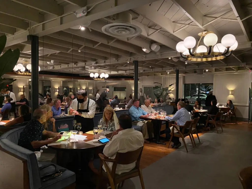 The Bludorn dining room is filled to COVID-19 capacity as the new restaurant's popularity grows. (Photo by Shelby Hodge)